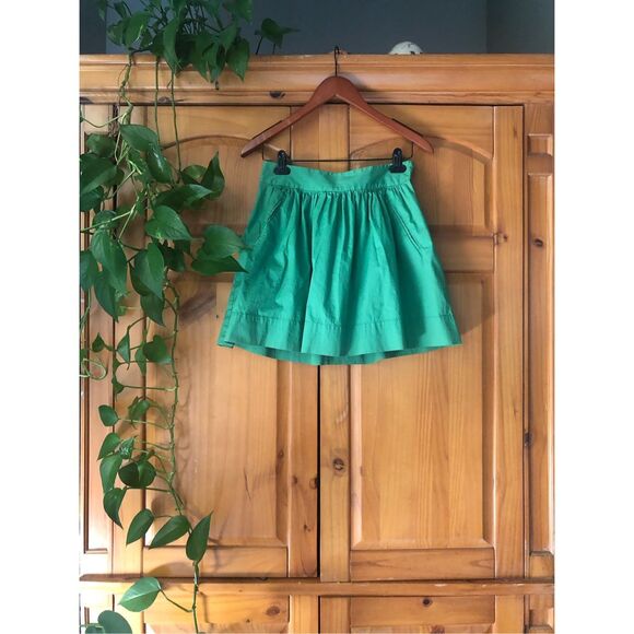 “Banana Republic Green A-Line Skirt Women’s Size 4P Petite Cotton Blend Pockets” - Picture 4 of 11